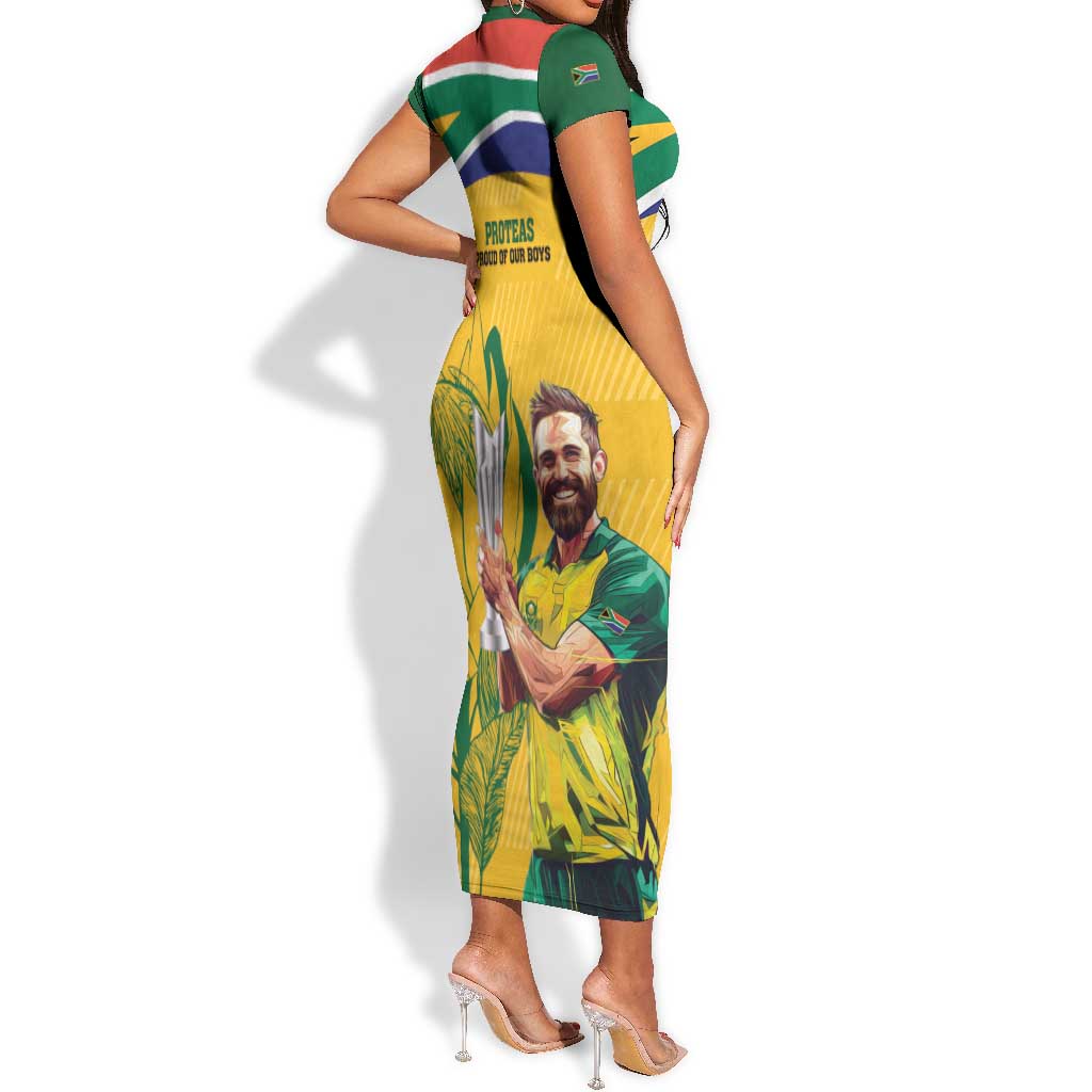 South Africa Cricket Short Sleeve Bodycon Dress 1st Champions World Cup Proud Of Our Boys LT14