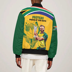 South Africa Cricket Sleeve Zip Bomber Jacket 1st Champions World Cup Proud Of Our Boys