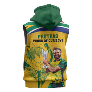 South Africa Cricket Sleeveless Zip Hoodie 1st Champions World Cup Proud Of Our Boys - African Pride