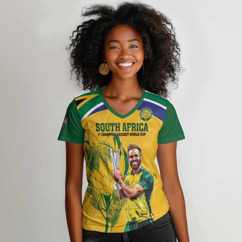 South Africa Cricket Women V-Neck T-Shirt 1st Champions World Cup Proud Of Our Boys