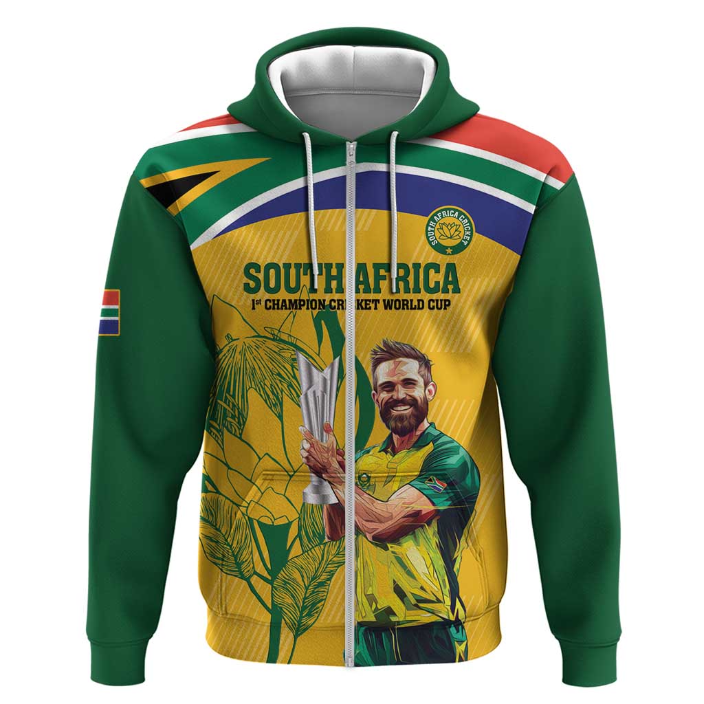 South Africa Cricket Zip Hoodie 1st Champions World Cup Proud Of Our Boys