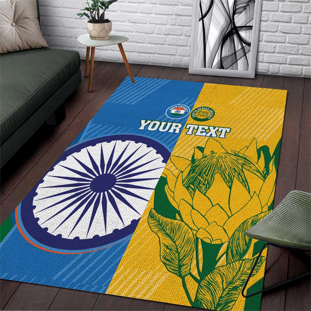 Custom India And South Africa Cricket Area Rug 2024 Together Dynamic Version