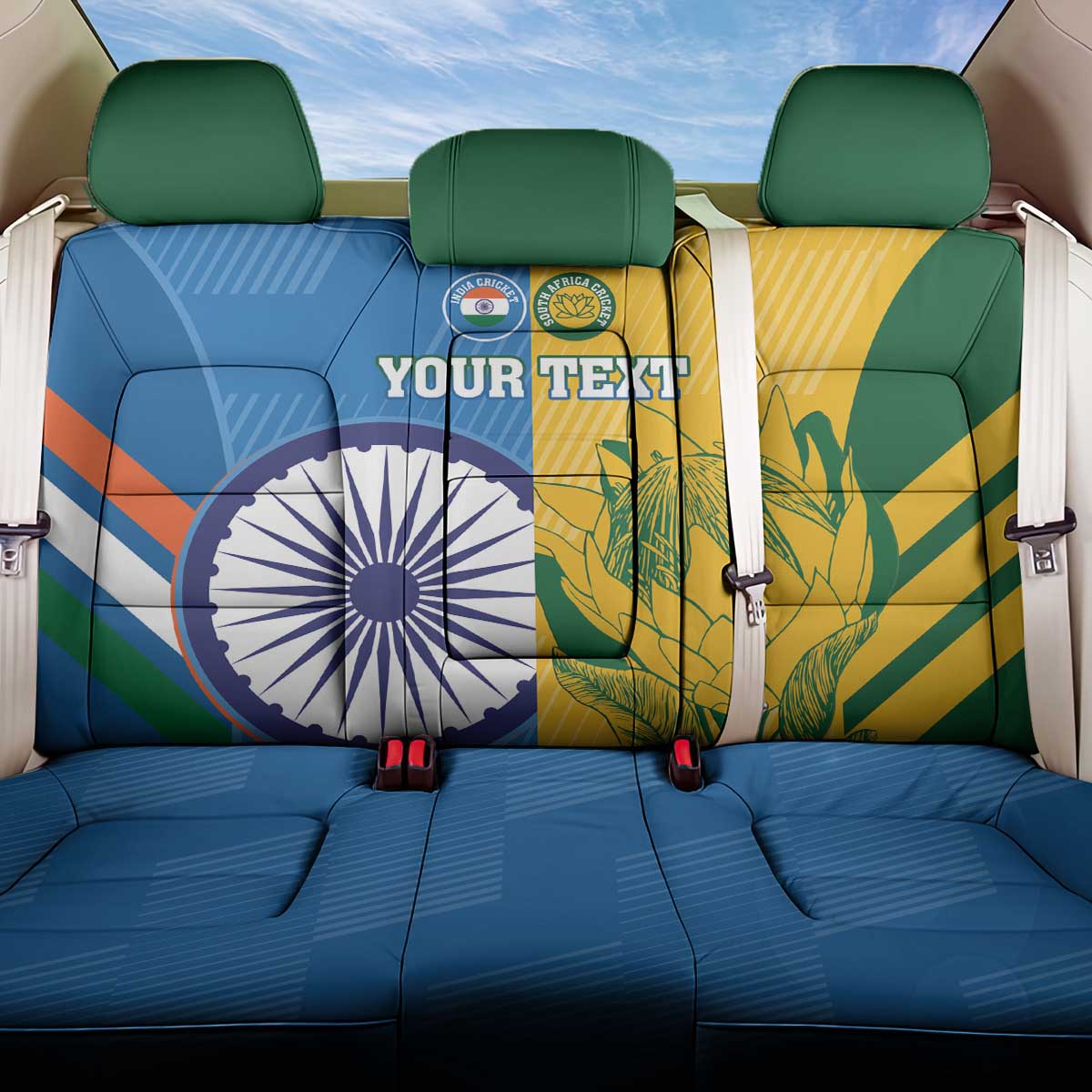 Custom India And South Africa Cricket Back Car Seat Cover 2024 Together Dynamic Version