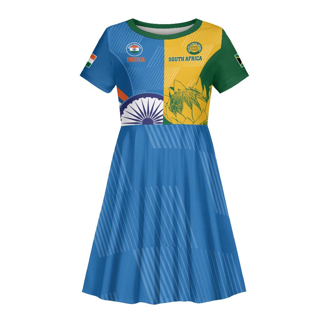 Custom India And South Africa Cricket Kid Short Sleeve Dress 2024 Together Dynamic Version