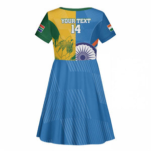 Custom India And South Africa Cricket Kid Short Sleeve Dress 2024 Together Dynamic Version