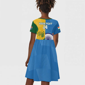 Custom India And South Africa Cricket Kid Short Sleeve Dress 2024 Together Dynamic Version