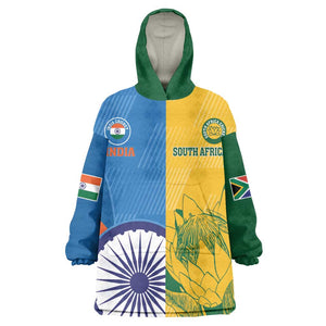 Custom India And South Africa Cricket KId Wearable Blanket Hoodie 2024 Together Dynamic Version