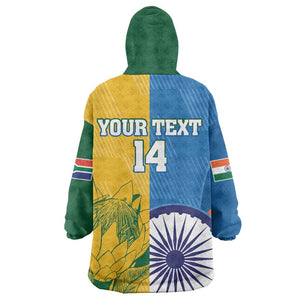 Custom India And South Africa Cricket KId Wearable Blanket Hoodie 2024 Together Dynamic Version