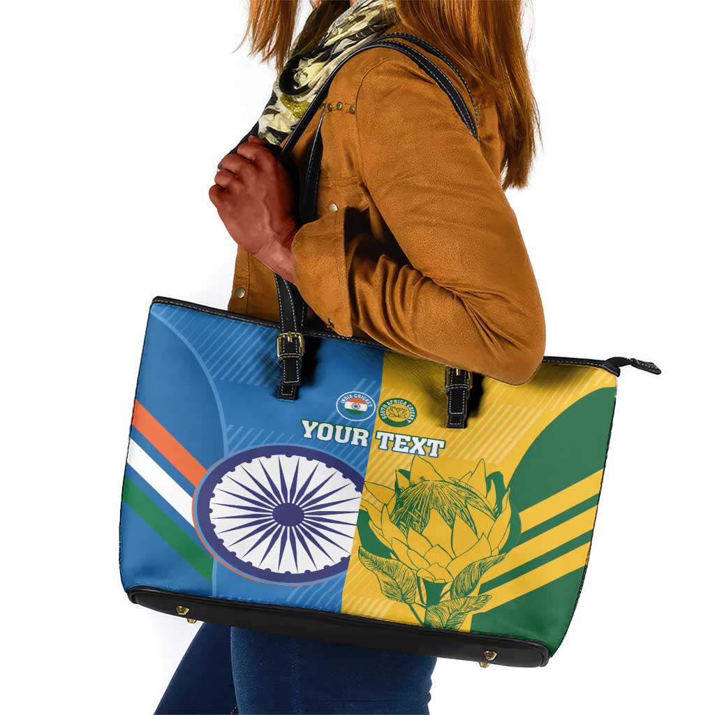 Custom India And South Africa Cricket Leather Tote Bag 2024 Together Dynamic Version