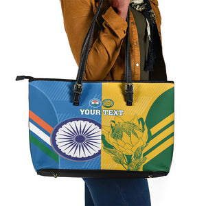 Custom India And South Africa Cricket Leather Tote Bag 2024 Together Dynamic Version