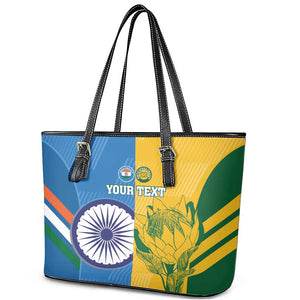 Custom India And South Africa Cricket Leather Tote Bag 2024 Together Dynamic Version