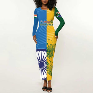 Custom India And South Africa Cricket Long Sleeve Bodycon Dress 2024 Together Dynamic Version