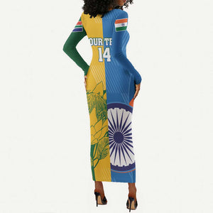 Custom India And South Africa Cricket Long Sleeve Bodycon Dress 2024 Together Dynamic Version