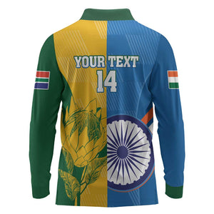 Custom India And South Africa Cricket Long Sleeve Polo Shirt 2024 Together Dynamic Version