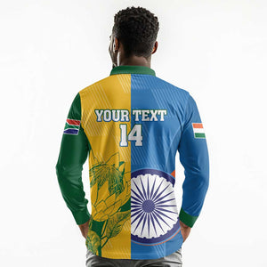 Custom India And South Africa Cricket Long Sleeve Polo Shirt 2024 Together Dynamic Version