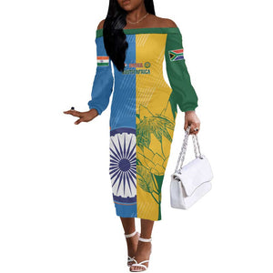 Custom India And South Africa Cricket Off The Shoulder Long Sleeve Dress 2024 Together Dynamic Version