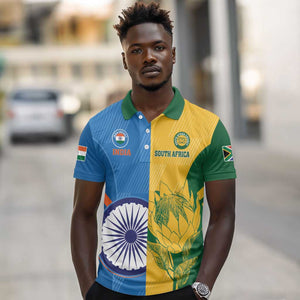 Custom India And South Africa Cricket Polo Shirt 2024 Together Dynamic Version