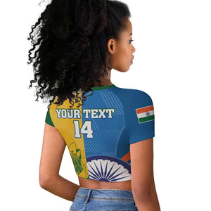 Custom India And South Africa Cricket Raglan Cropped T shirt 2024 Together Dynamic Version