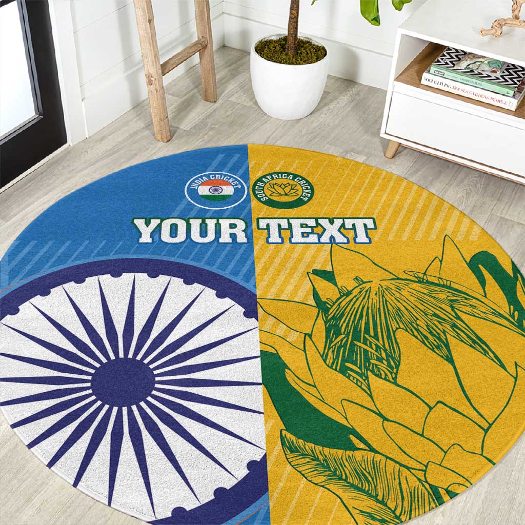 Custom India And South Africa Cricket Round Carpet 2024 Together Dynamic Version