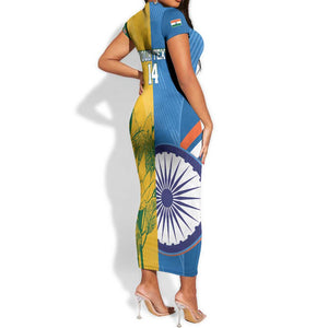 Custom India And South Africa Cricket Short Sleeve Bodycon Dress 2024 Together Dynamic Version