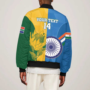 Custom India And South Africa Cricket Sleeve Zip Bomber Jacket 2024 Together Dynamic Version