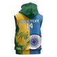 Custom India And South Africa Cricket Sleeveless Zip Hoodie 2024 Together Dynamic Version - African Pride
