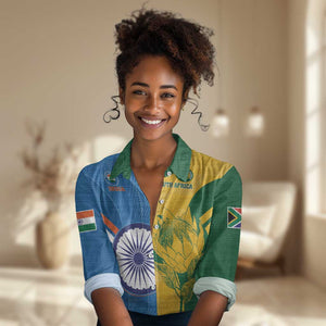 Custom India And South Africa Cricket Women Casual Shirt 2024 Together Dynamic Version