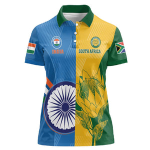 Custom India And South Africa Cricket Women Polo Shirt 2024 Together Dynamic Version