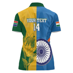 Custom India And South Africa Cricket Women Polo Shirt 2024 Together Dynamic Version