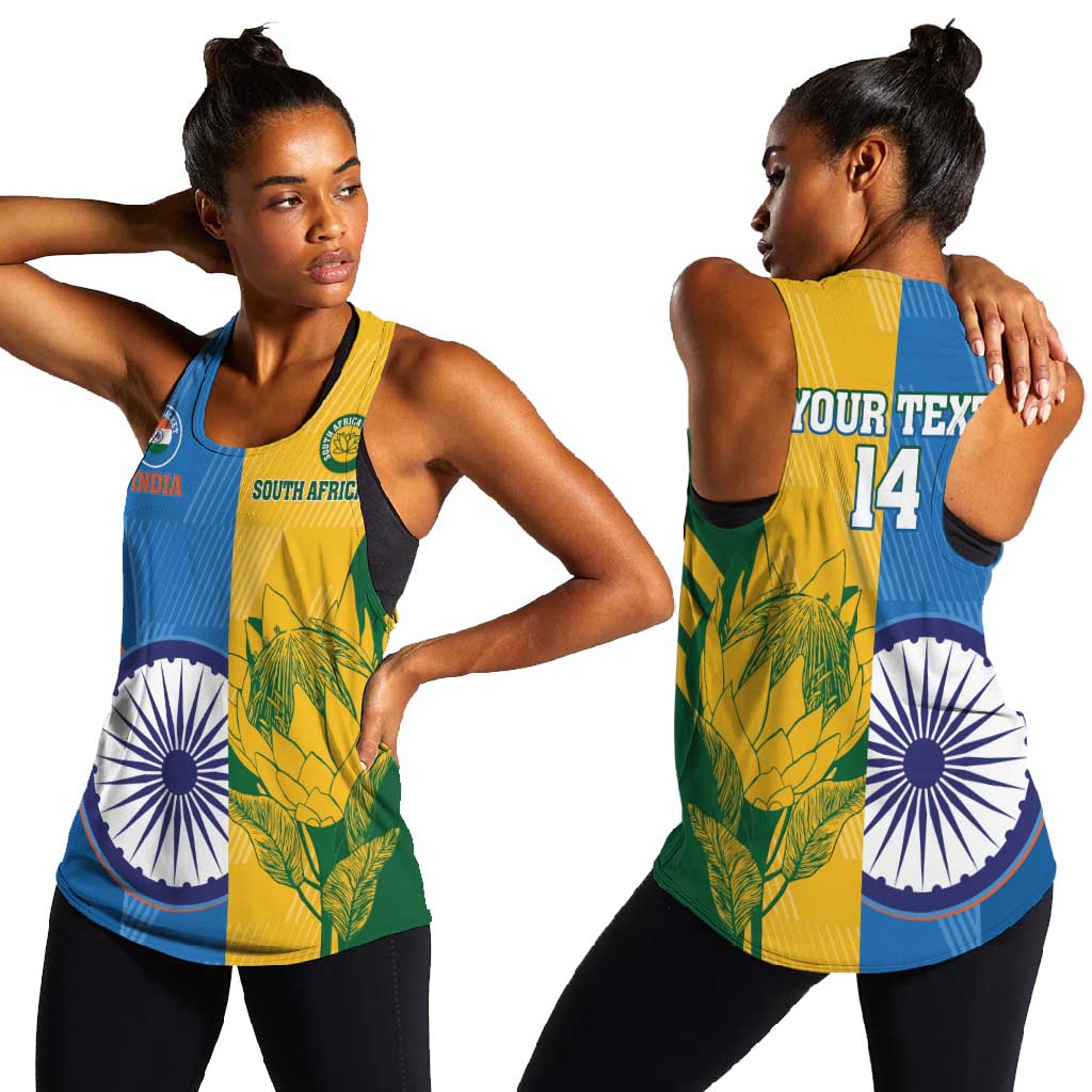 Custom India And South Africa Cricket Women Racerback Tank 2024 Together Dynamic Version