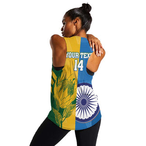 Custom India And South Africa Cricket Women Racerback Tank 2024 Together Dynamic Version