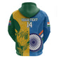 Custom India And South Africa Cricket Zip Hoodie 2024 Together Dynamic Version