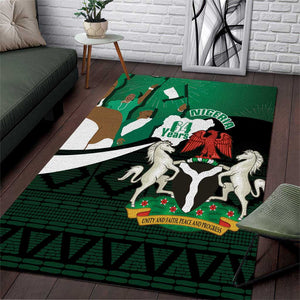 Nigeria Independence Day Area Rug Happy 64 Years Of Anniversary African Pattern