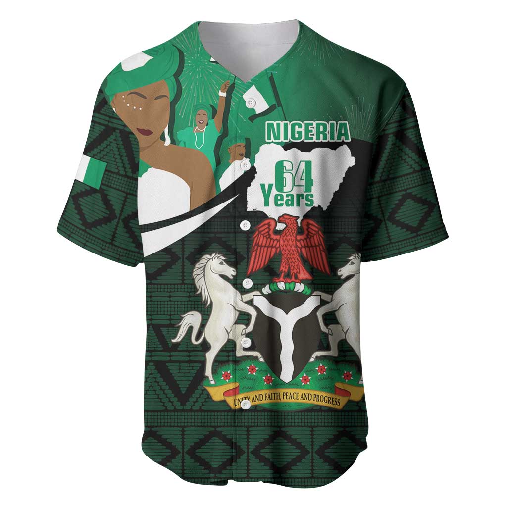 Nigeria Independence Day Baseball Jersey Happy 64 Years Of Anniversary African Pattern