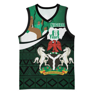 Nigeria Independence Day Basketball Jersey Happy 64 Years Of Anniversary African Pattern LT14