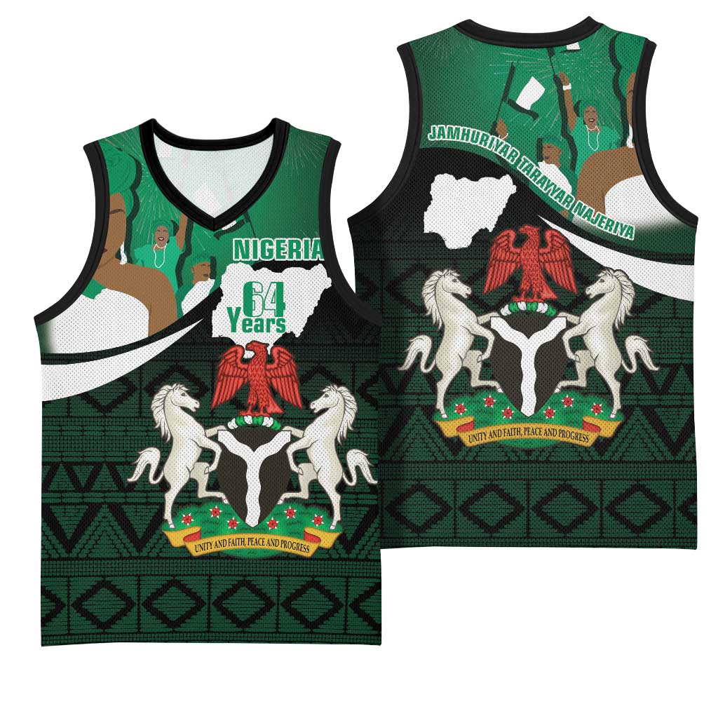 Nigeria Independence Day Basketball Jersey Happy 64 Years Of Anniversary African Pattern LT14