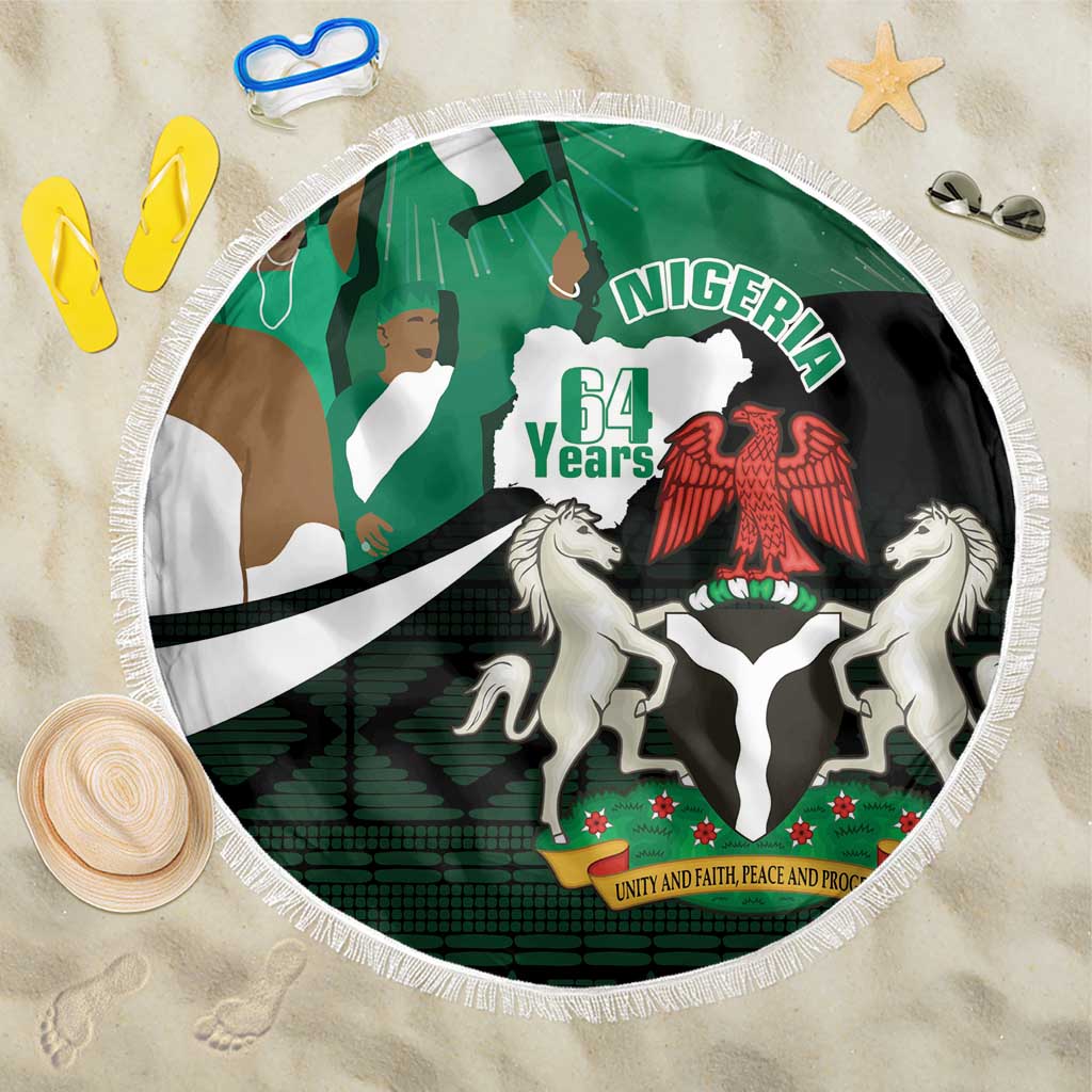 Nigeria Independence Day Beach Blanket Happy 64 Years Of Anniversary African Pattern