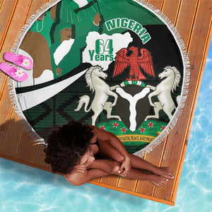 Nigeria Independence Day Beach Blanket Happy 64 Years Of Anniversary African Pattern