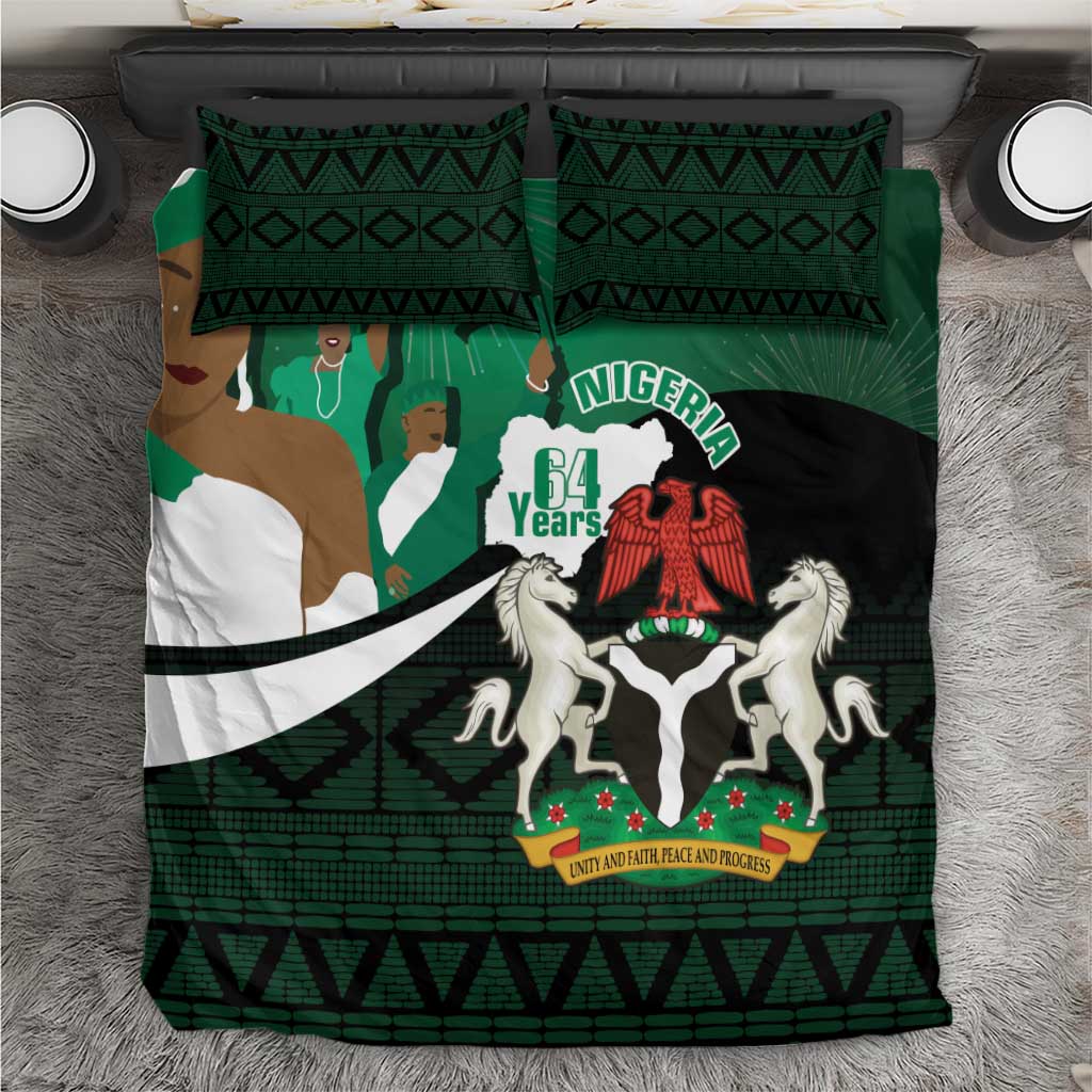 Nigeria Independence Day Bedding Set Happy 64 Years Of Anniversary African Pattern