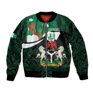 Nigeria Independence Day Bomber Jacket Happy 64 Years Of Anniversary African Pattern