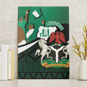 Nigeria Independence Day Canvas Wall Art Happy 64 Years Of Anniversary African Pattern