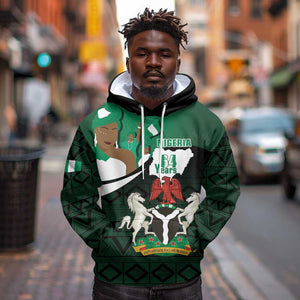 Nigeria Independence Day Hoodie Happy 64 Years Of Anniversary African Pattern