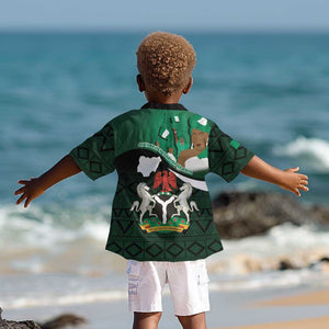 Nigeria Independence Day Kid Hawaiian Shirt Happy 64 Years Of Anniversary African Pattern