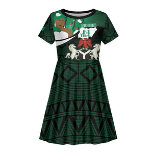 Nigeria Independence Day Kid Short Sleeve Dress Happy 64 Years Of Anniversary African Pattern