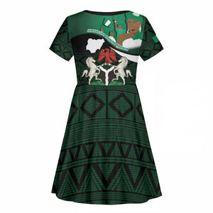 Nigeria Independence Day Kid Short Sleeve Dress Happy 64 Years Of Anniversary African Pattern