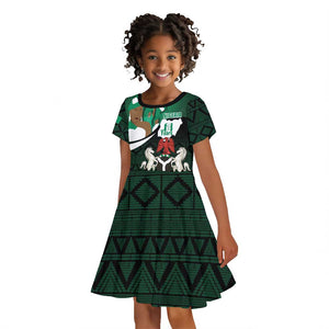 Nigeria Independence Day Kid Short Sleeve Dress Happy 64 Years Of Anniversary African Pattern