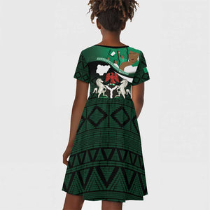 Nigeria Independence Day Kid Short Sleeve Dress Happy 64 Years Of Anniversary African Pattern