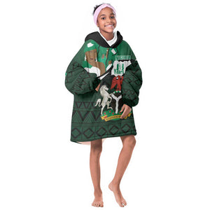 Nigeria Independence Day KId Wearable Blanket Hoodie Happy 64 Years Of Anniversary African Pattern