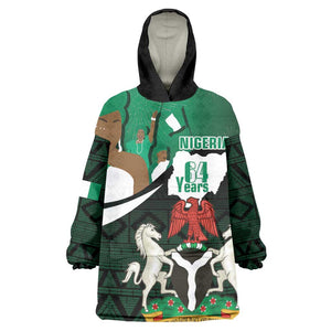 Nigeria Independence Day KId Wearable Blanket Hoodie Happy 64 Years Of Anniversary African Pattern