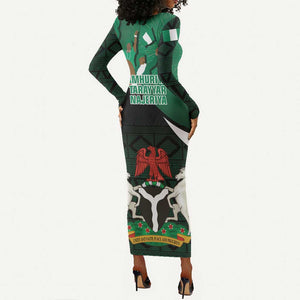 Nigeria Independence Day Long Sleeve Bodycon Dress Happy 64 Years Of Anniversary African Pattern